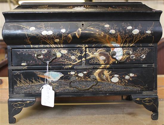 Lacquer & MOP inlay chinoiserie cabinet